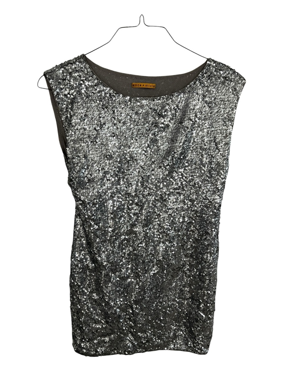 Alice & Olivia Silk Sequin Dress Silver Marina no size tag